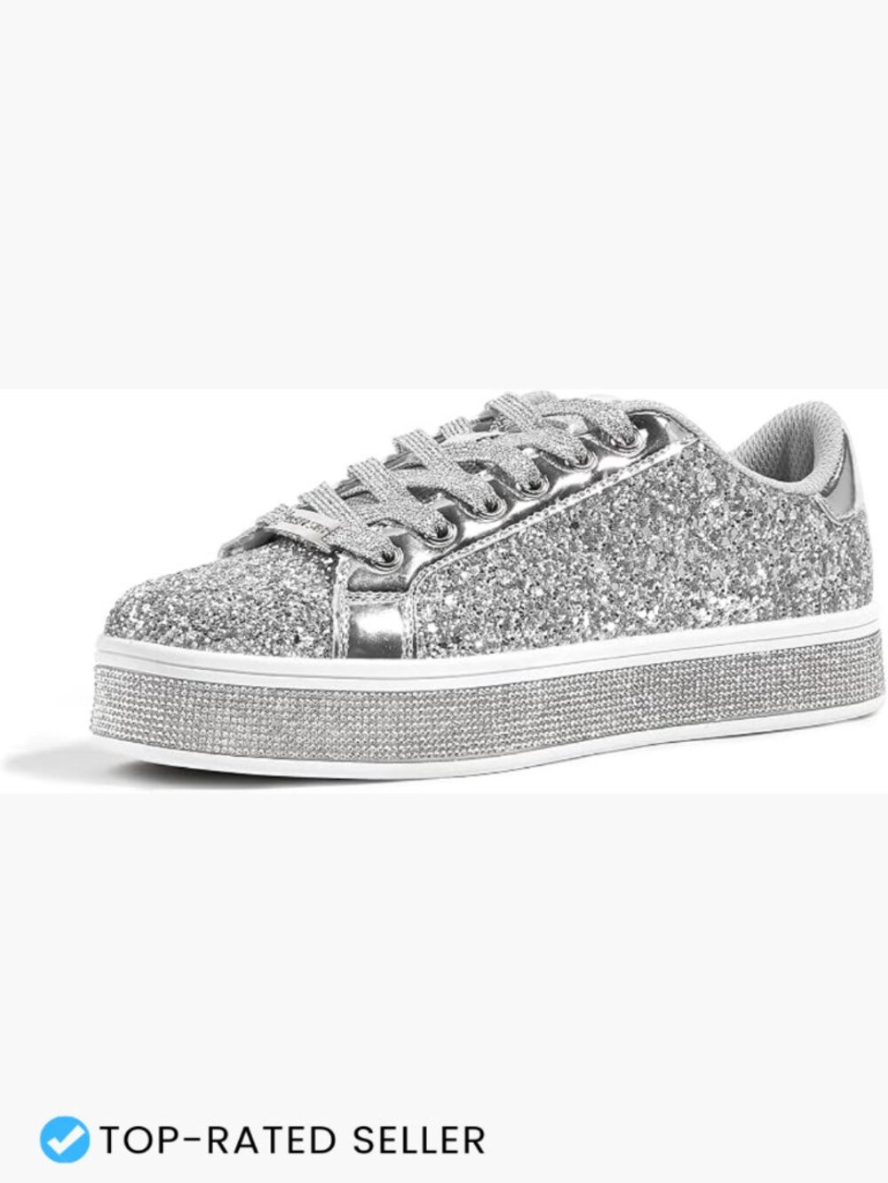 Sparkly Glitter Platform Sneakers Cushioned Comfortable Walking Shoes Lace Up
